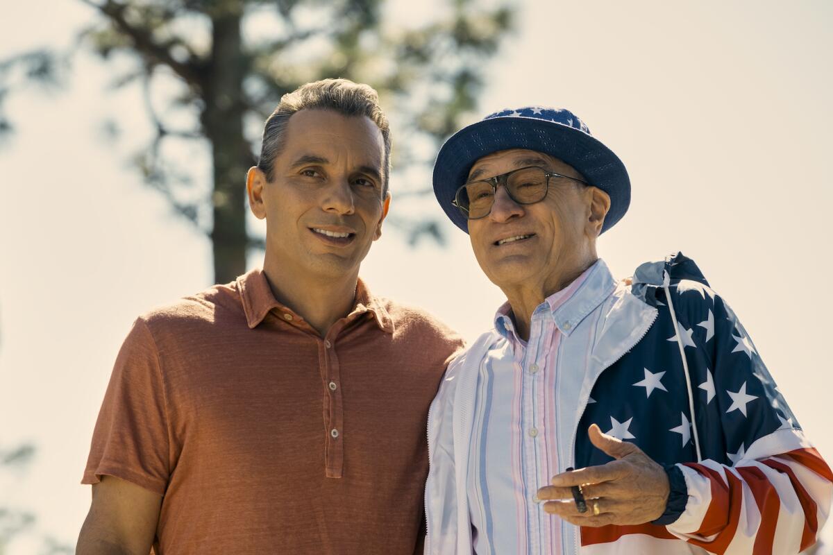 Sebastian Maniscalco and Robert De Niro in the movie "About My Father."