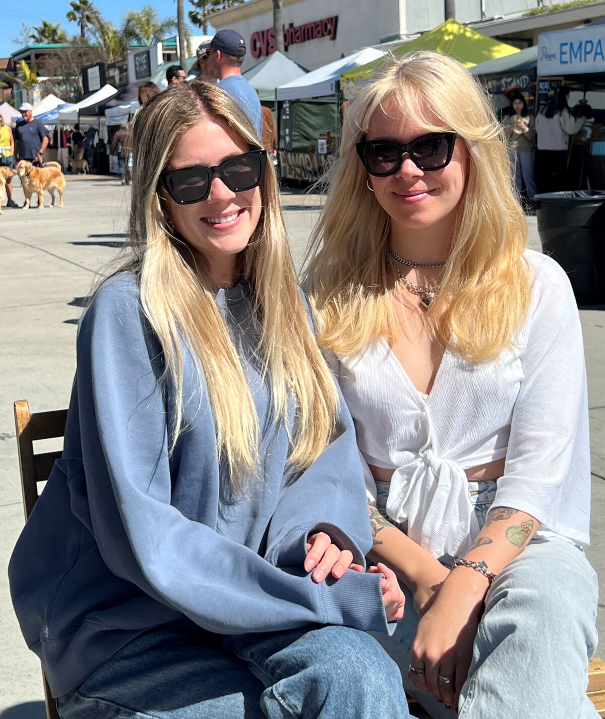 Sisters Shannon and Michelle Hoofman were among PB Farmers Market shoppers on March 28.
