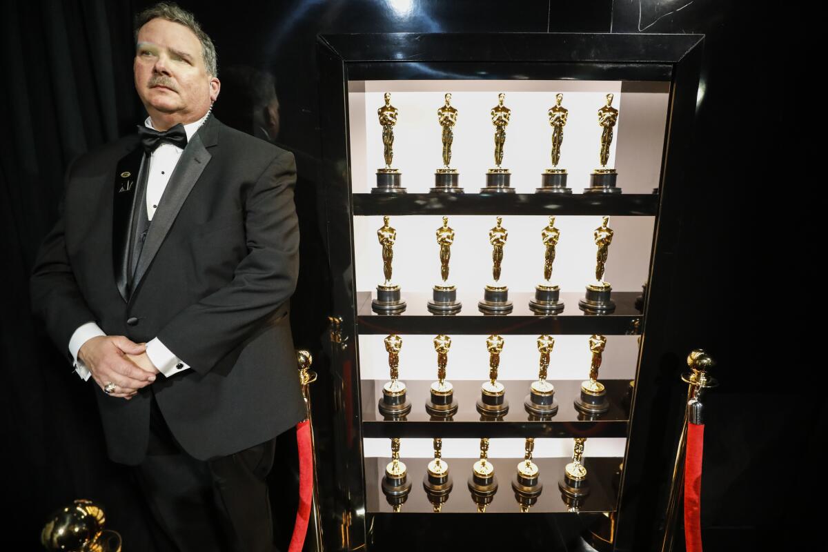 Oscars statues await their trip to the stage