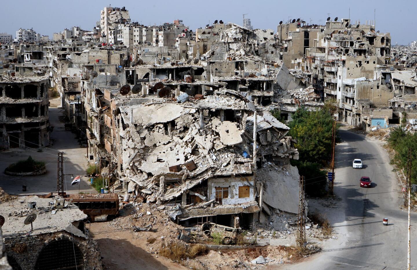Homs’ Old City. Gutted apartment blocks in Homs once housed its long-prospering merchant class.