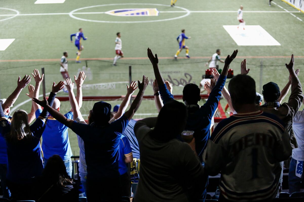 Fans cheer on the San Diego Sockers.