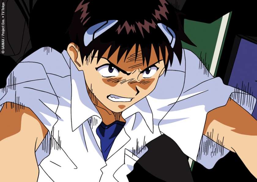 An animated boy looks mad