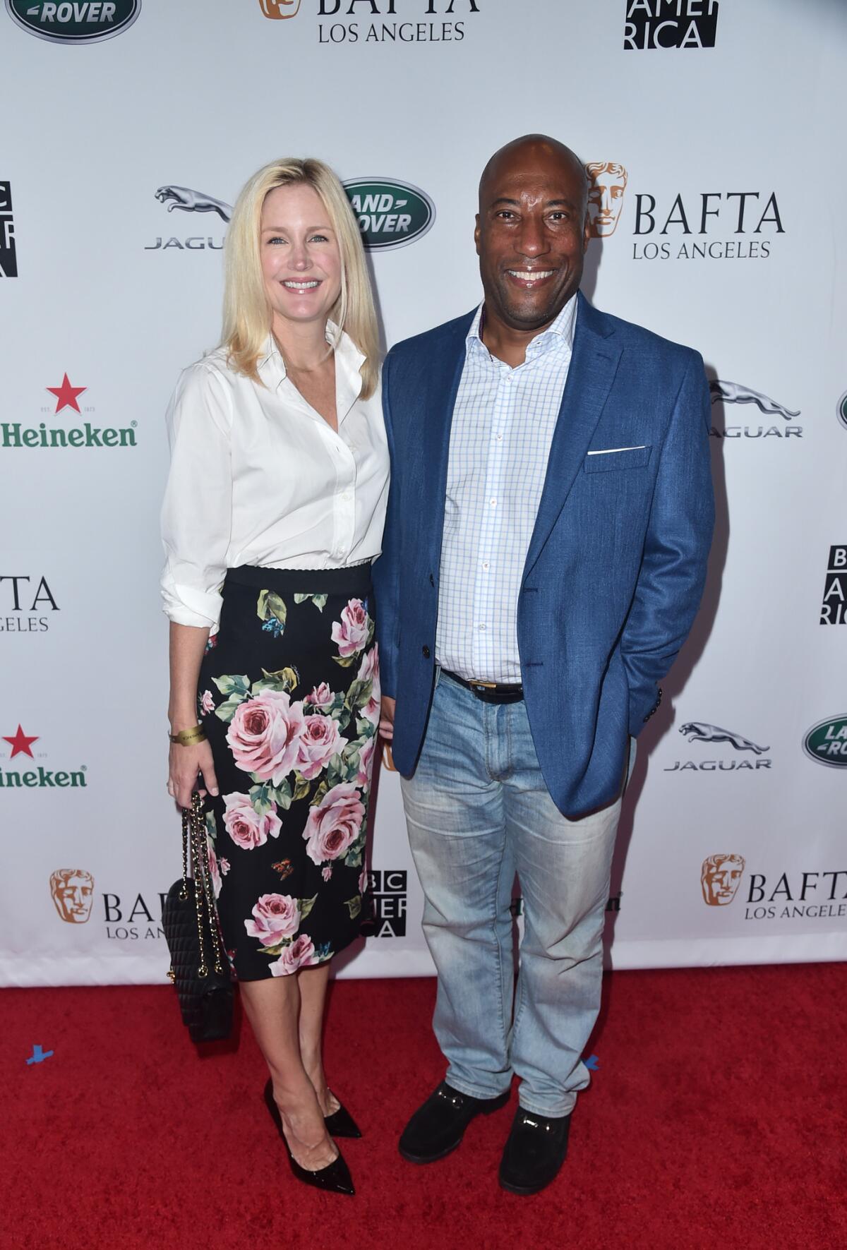 Jennifer Lucas and Byron Allen at the BAFTA Los Angeles and BBC America TV Tea Party.