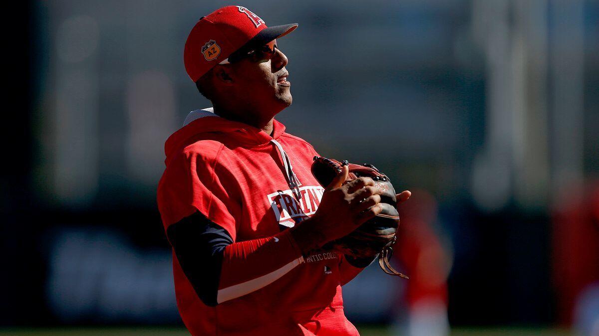 Angels third baseman Yunel Escobar during spring training at Tempe Diablo stadium in Tempe, Ariz., on Feb. 25.