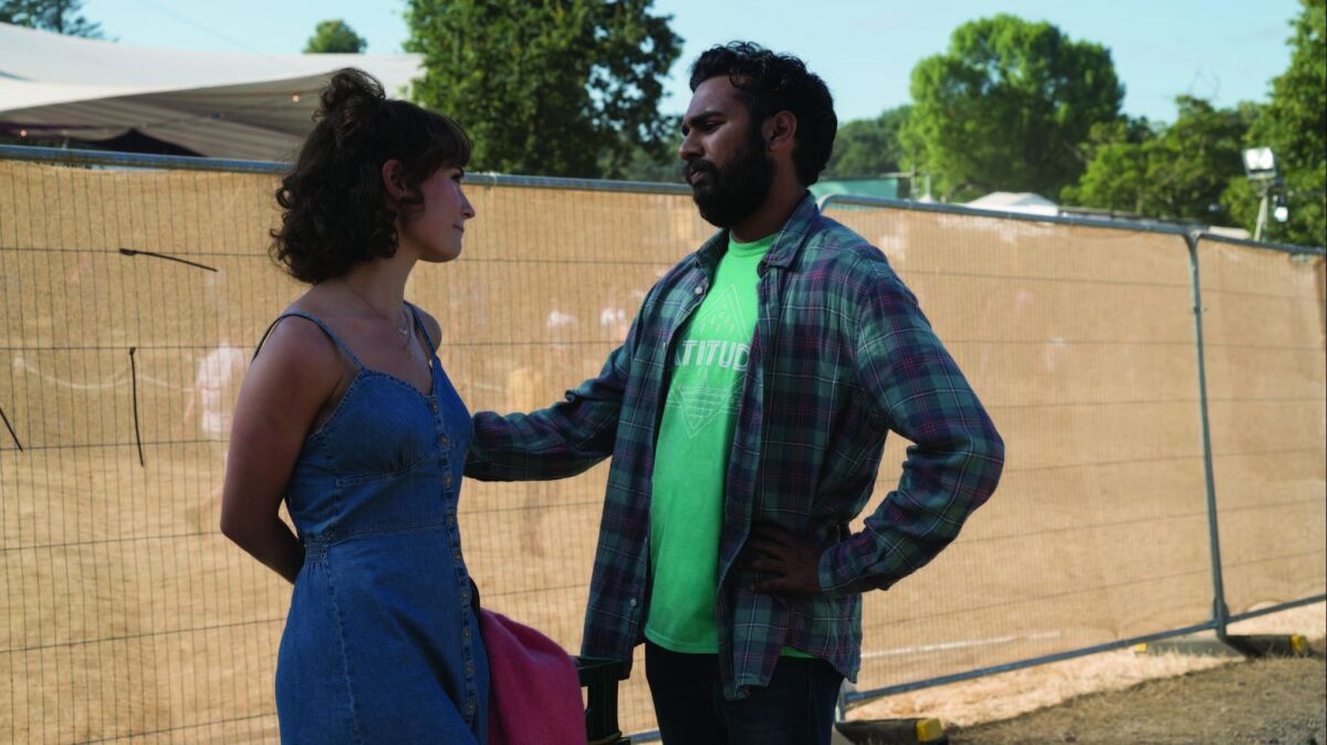 Ellie (Lily James) and Jack Malik (Himesh Patel) in "Yesterday," directed by Danny Boyle.
