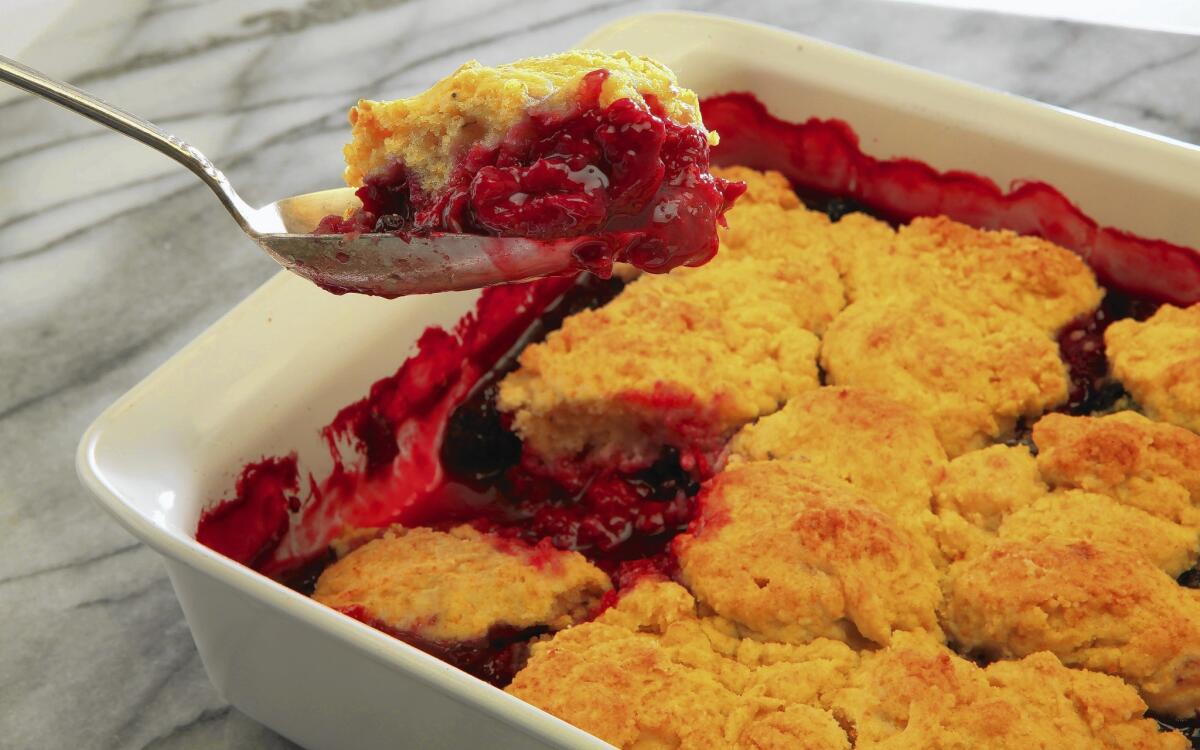 Mixed berry cobbler with orange-scented biscuits