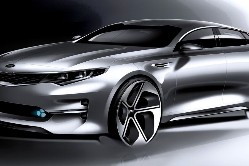 A rendering of the all-new Kia Optima that will premiere at the New York Auto Show on April 1.