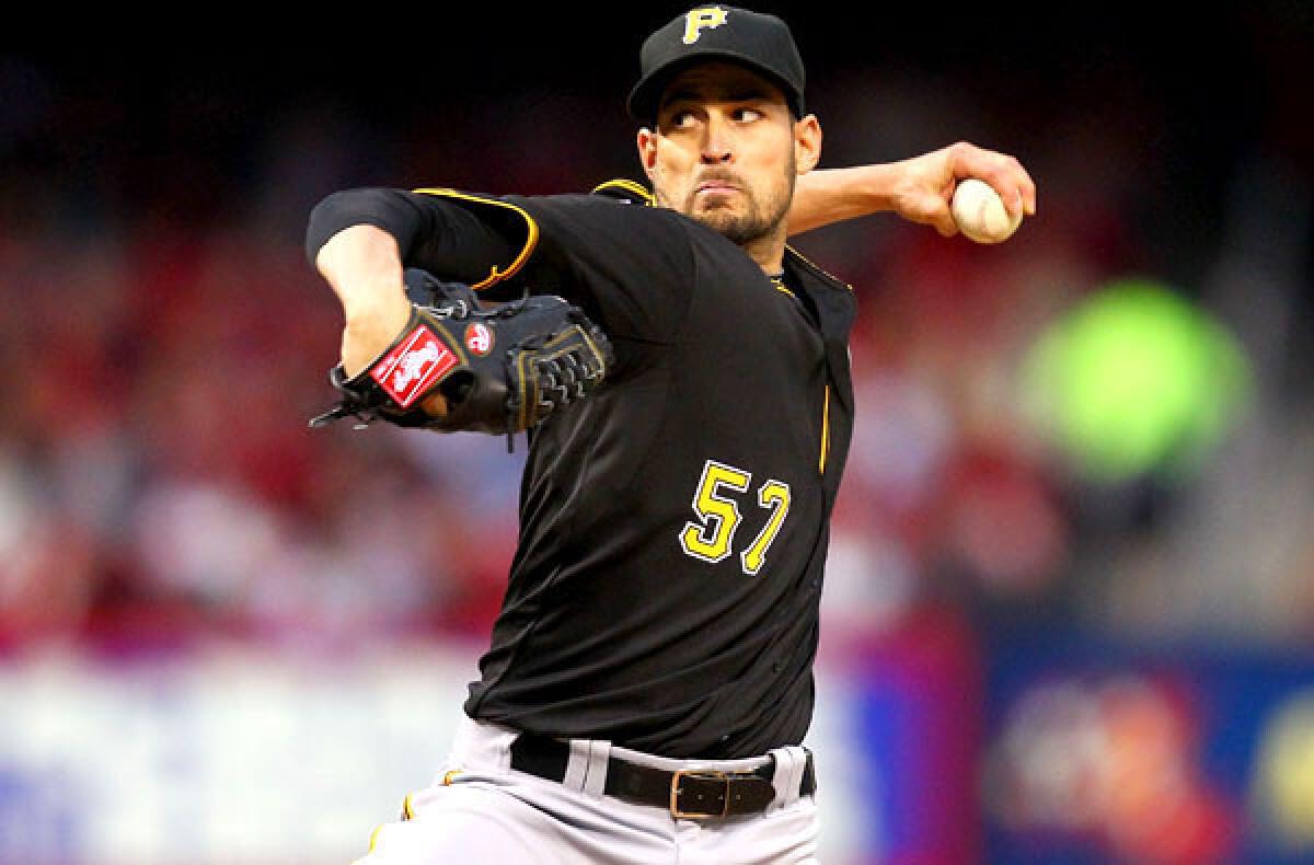 Former Pirates starter Jonathan Sanchez delivers a pitch against the Cardinals during a game at Busch Stadium earlier this season.