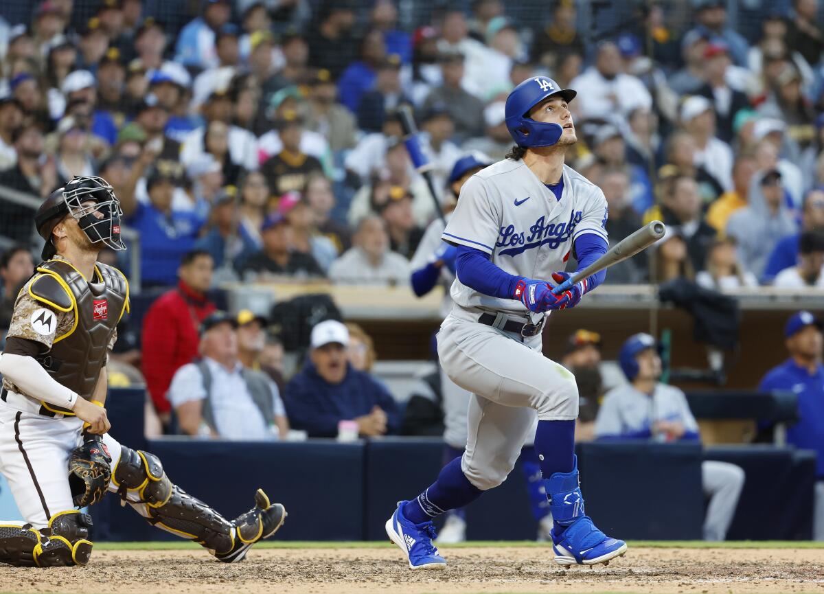 Los Angeles Dodgers' James Outman hit a two-run home run in the tenth inning.