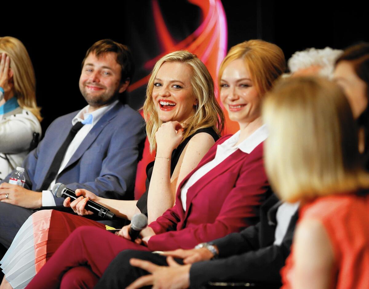 Vincent Kartheiser, Elisabeth Moss and Christina Hendricks attend "A Farewell to Mad Men" presented by the Television Academy at The Montalban on May 17, 2015, in Hollywood.
