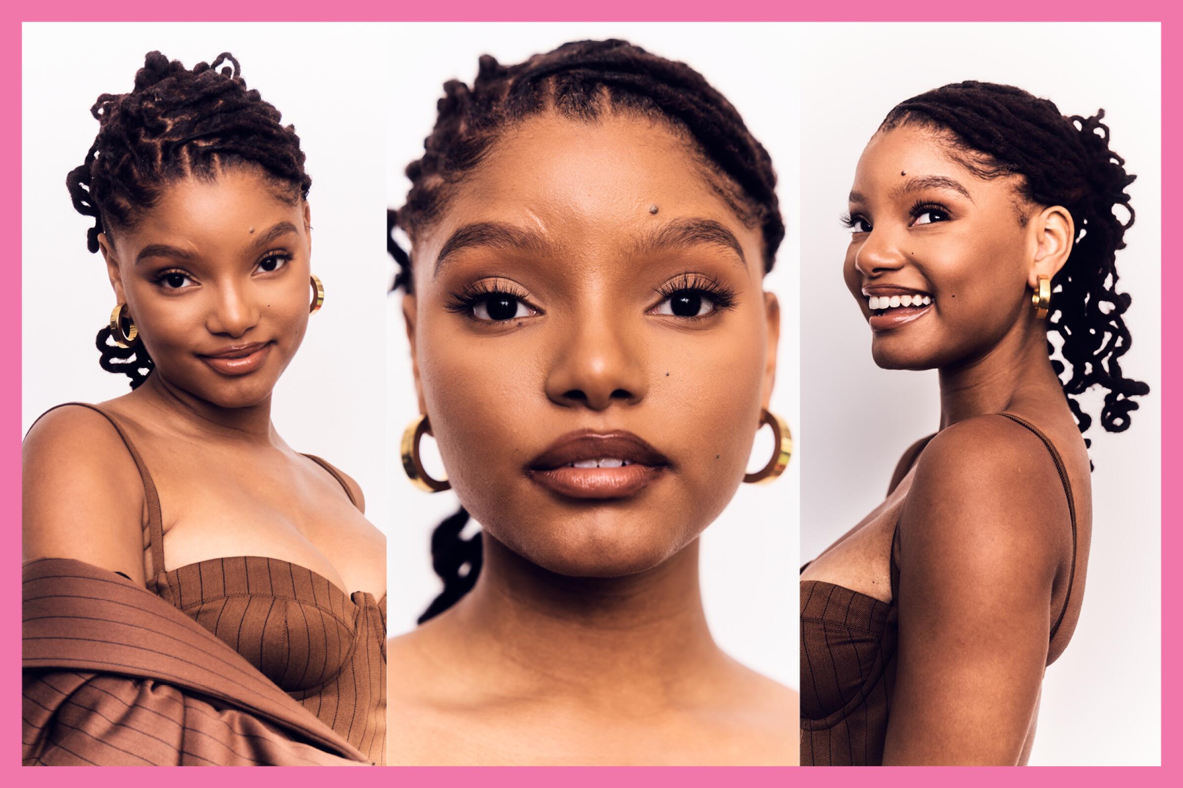 Three images of Halle Bailey 