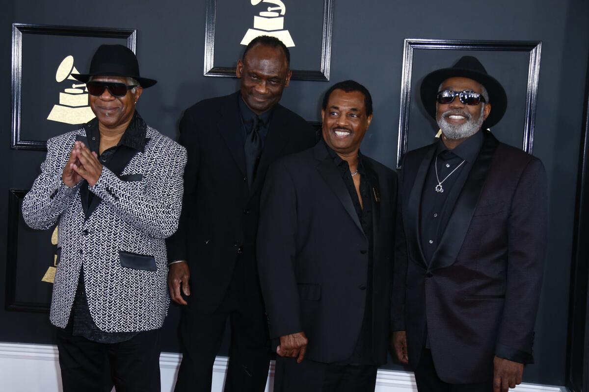 Kool and the Gang during the arrivals at the 59th Grammy Awards.
