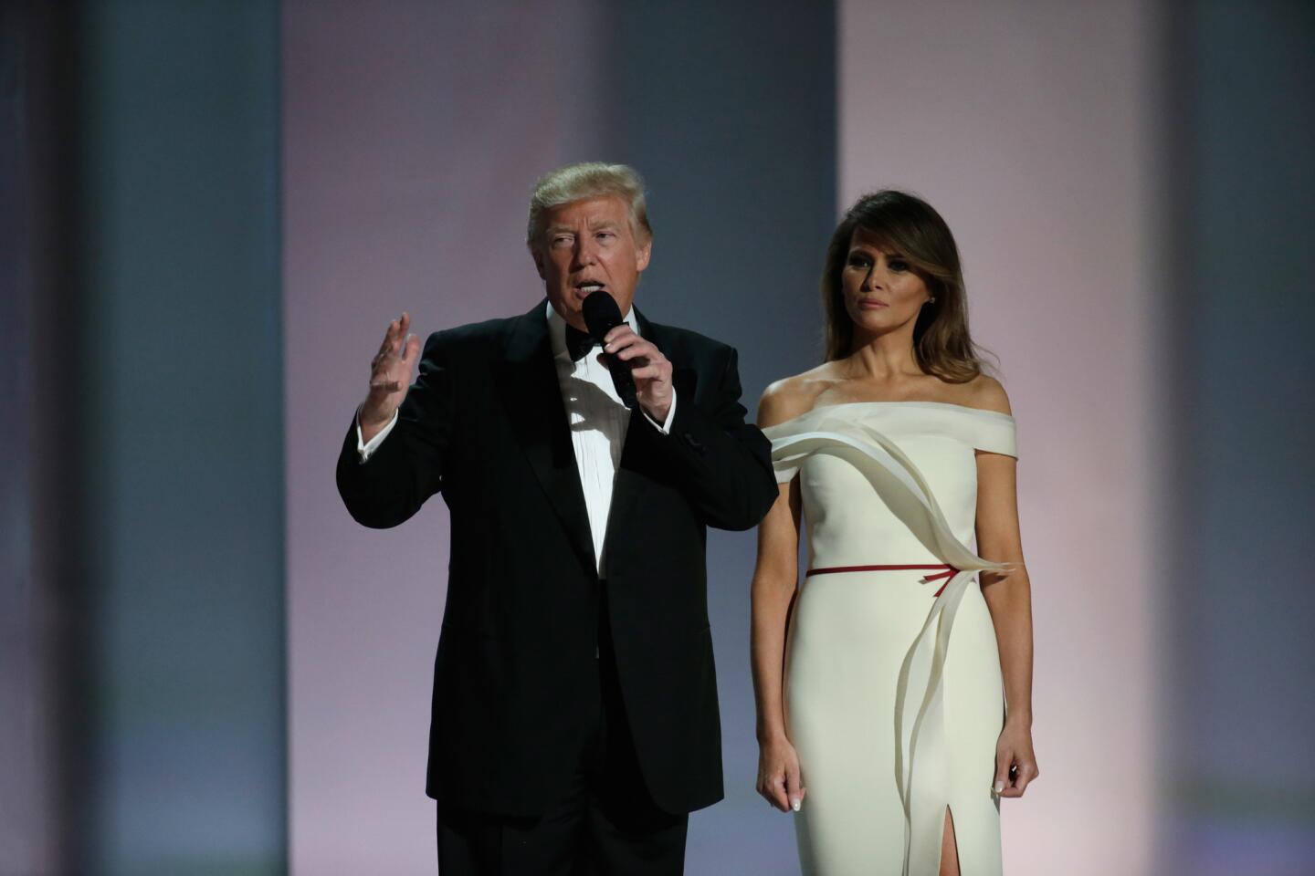 President Donald Trump and First Lady Melania Trump attend the Liberty Inaugural Ball, the first of three inaugural balls they planned to attend.