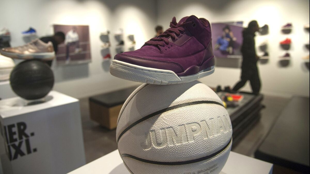 The Jumpman L.A. store concentrates on Jordan brand products and basketball.