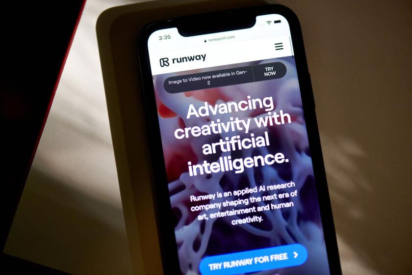 The Runway AI website on a smartphone. Photographer: Gabby Jones/Bloomberg
