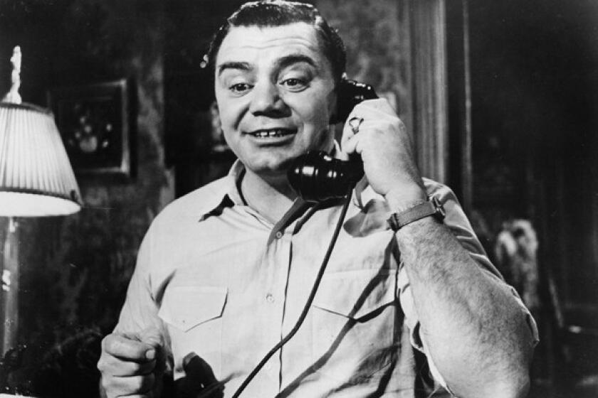 Ernest Borgnine on the phone in a scene from the 1955 film "Marty."