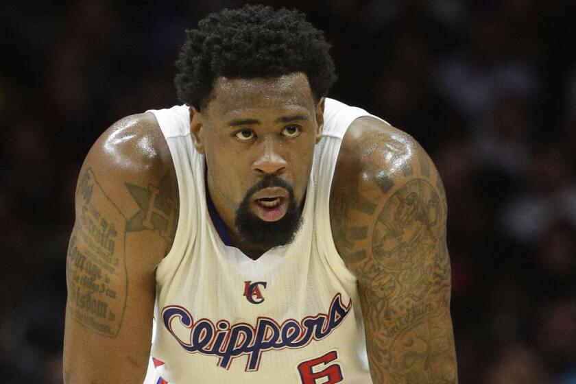 DeAndre Jordan during the first half of the Clippers' game against Portland on Wednesday.