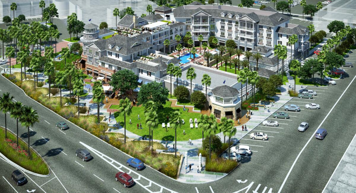 RD Olson Development proposed a 130-room boutique hotel for Newport Beach's old city hall site on Newport Boulevard. The hotel would be built in a "Newport Nautical" architectural style.