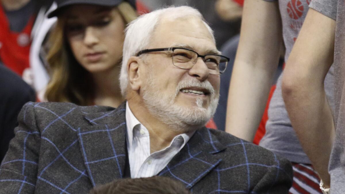 Phil Jackson, the New York Knicks' president of basketball operations, attends a game between Nebraska and Ohio State in Columbus, Ohio, on Feb. 26 but should probably have kept his thoughts about the Buckeyes' D'Angelo Russell to himself.