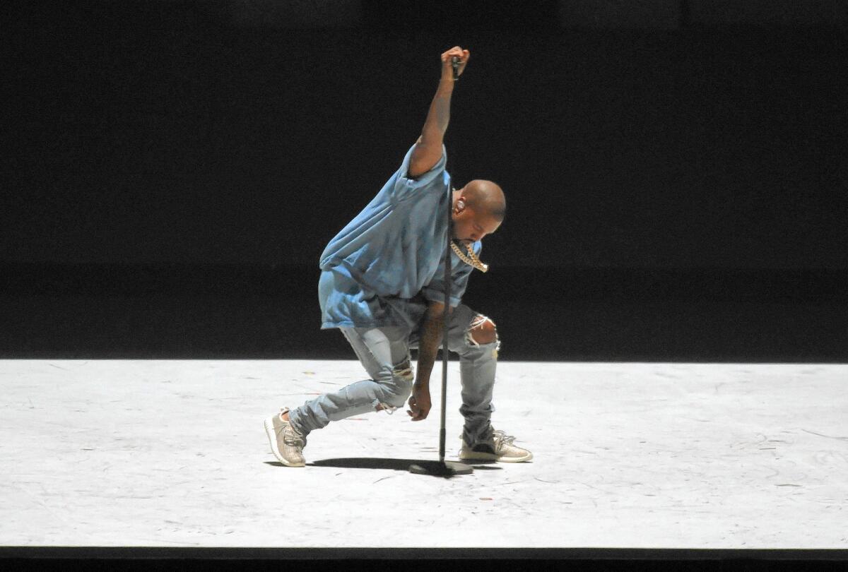 Kanye West at the closing ceremony for the 2015 Pan American Games at Rogers Centre in Toronto on July 26, 2015.