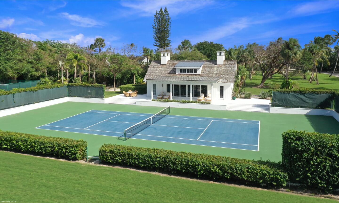 The tennis court.