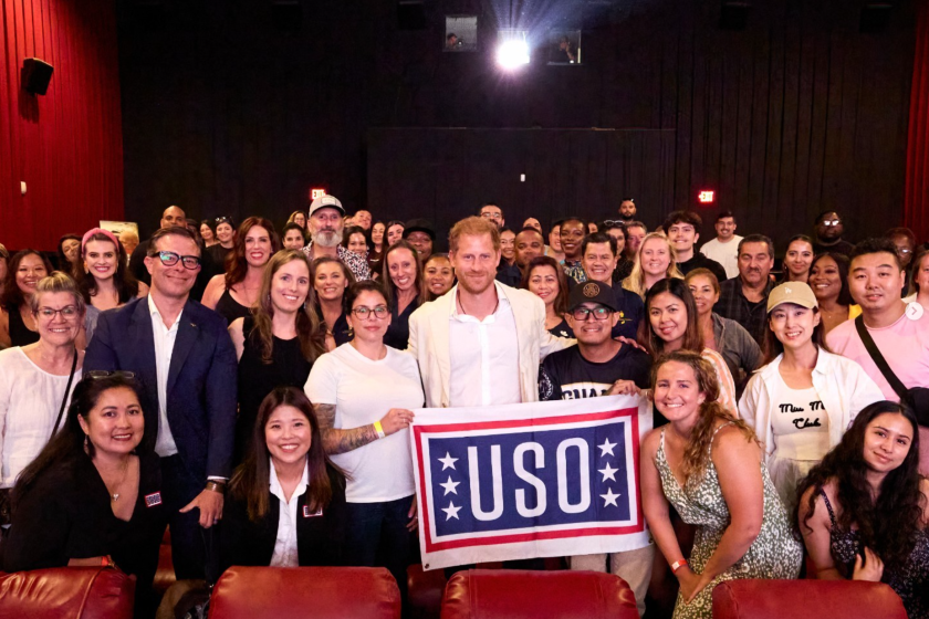 Prince Harry joins local service members during a screening of his documentary "Heart of Invictus" in Chula Vista.