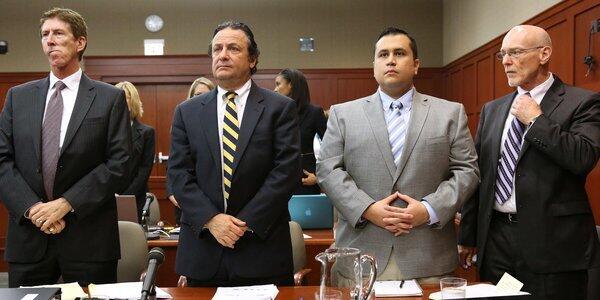 Defense attorney Mark O'Mara (left), with jury consultant Robert Hirschhorn, defendant George Zimmerman and co-counsel Don West (right), in Seminole circuit court on the 3rd day of Zimmerman's trial, in Sanford, Fla., Wednesday, June 12, 2013. Zimmerman is accused in the fatal shooting of Trayvon Martin.(Joe Burbank/Orlando Sentinel/POOL) newsgate CCI B582989857Z.1