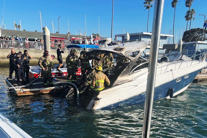 The Long Beach Fire Department working a boat fire in Alamitos Bay near the 200 block of Marina Dive. A 35’ pleasure craft was well involved with fire upon the arrival of fire department units. The fire occurred in close proximity to the fuel dock near Fire Station 21. Five patients were involved in the incident. There are two confirmed fatalities, and three other patients have sustained burn-related injuries and have been treated and transported to local area hospitals by paramedics.