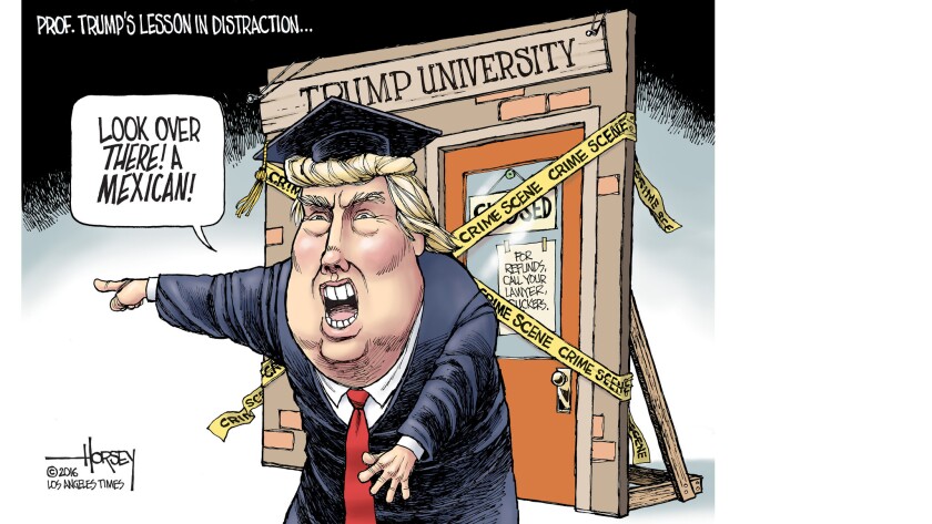 Donald Trump distracts attention from Trump University lawsuit by defaming a Latino judge.