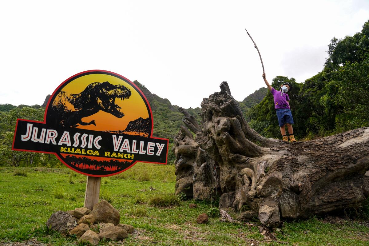 Liam Sayre, 6, poses for a photo while on an ATV Raptor Tour at Kualoa Ranch.