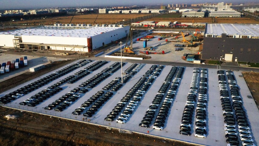 Tesla's new car factory in Shanghai