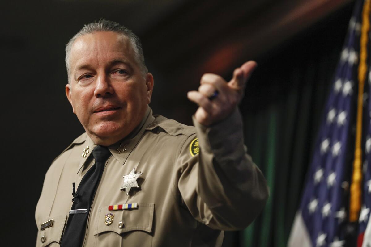 L.A. County Sheriff Alex Villanueva during a news conference on Nov. 15.