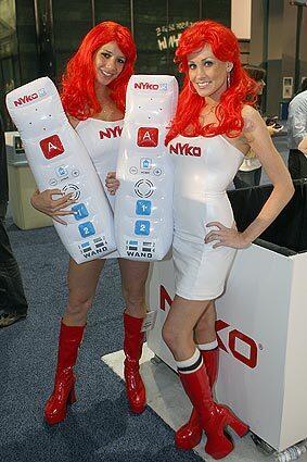 Booth models from Nyko on Wednesday.