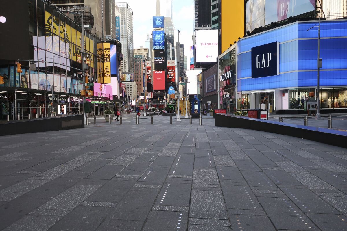 Manhattan's nearly empty Times Square