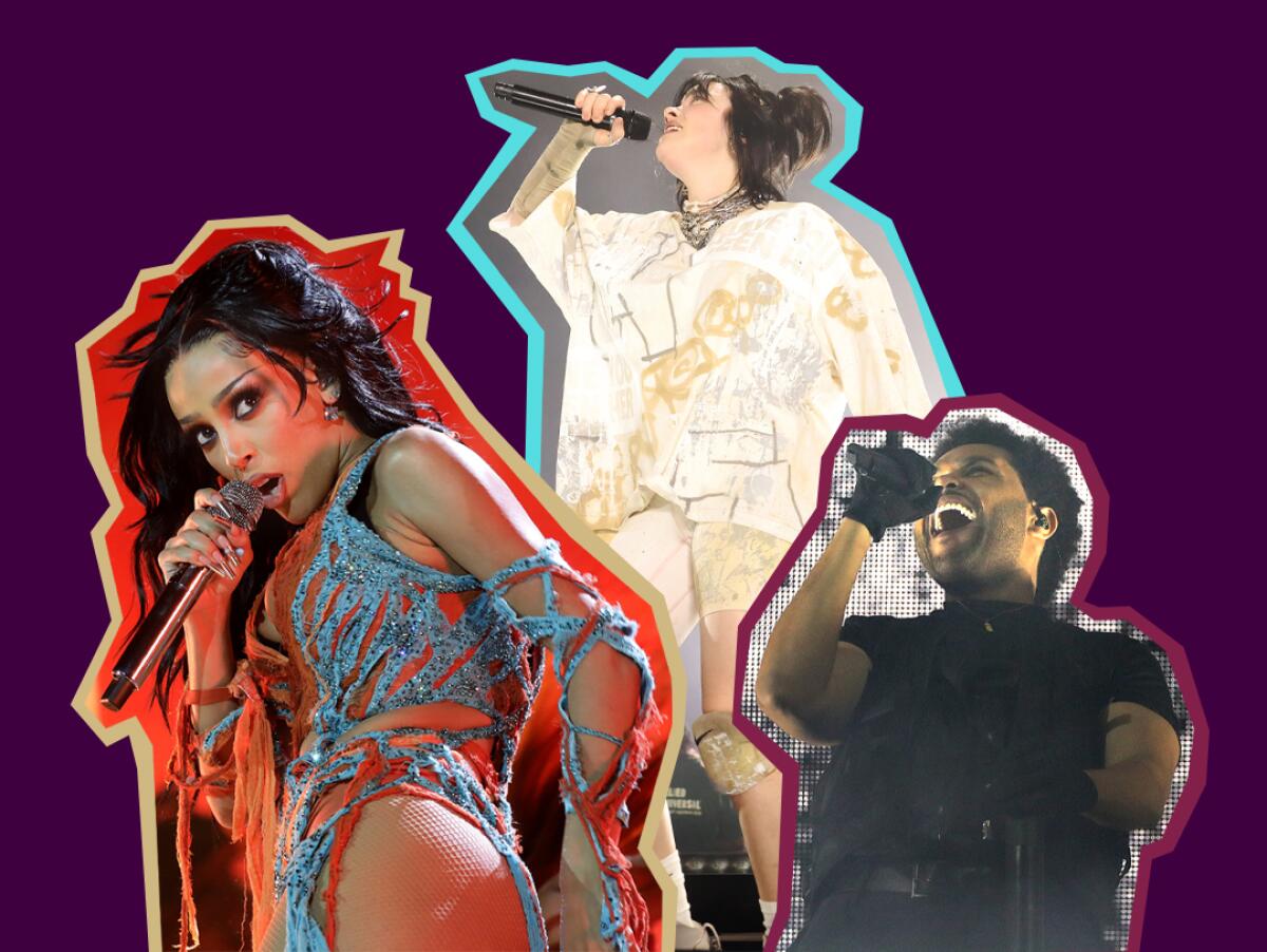 collage of three singers performing