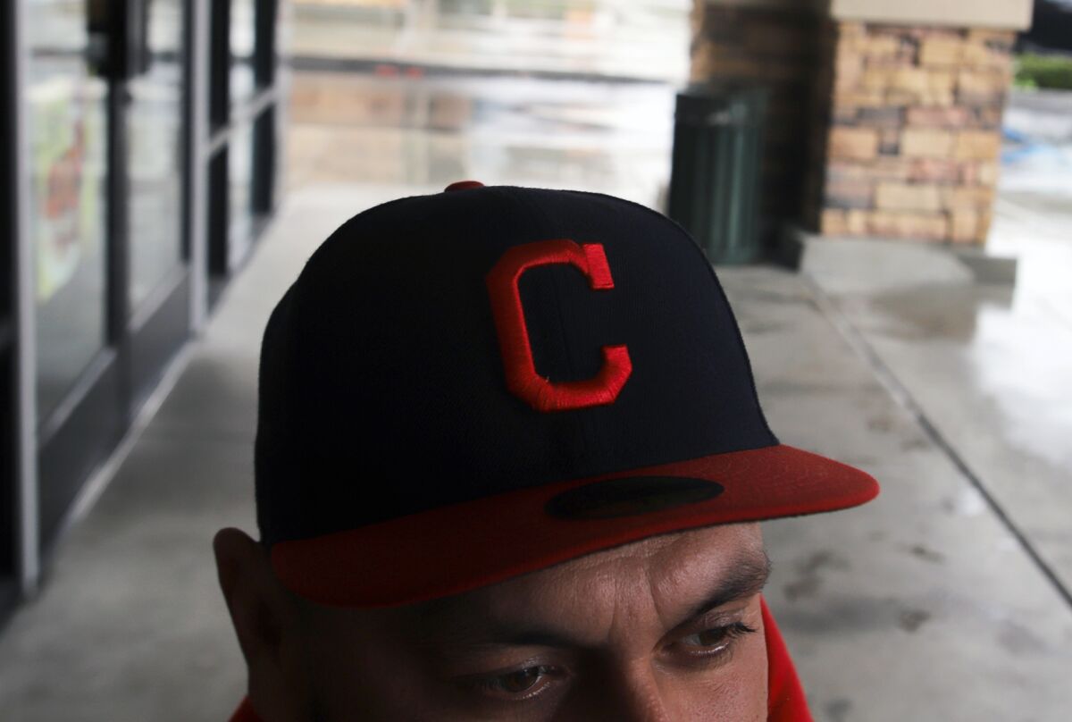 Cesar Hernandez, 37, wearing the the letter "C" for Cesar, in Moreno Valley on Wednesday, March 29, 2023.