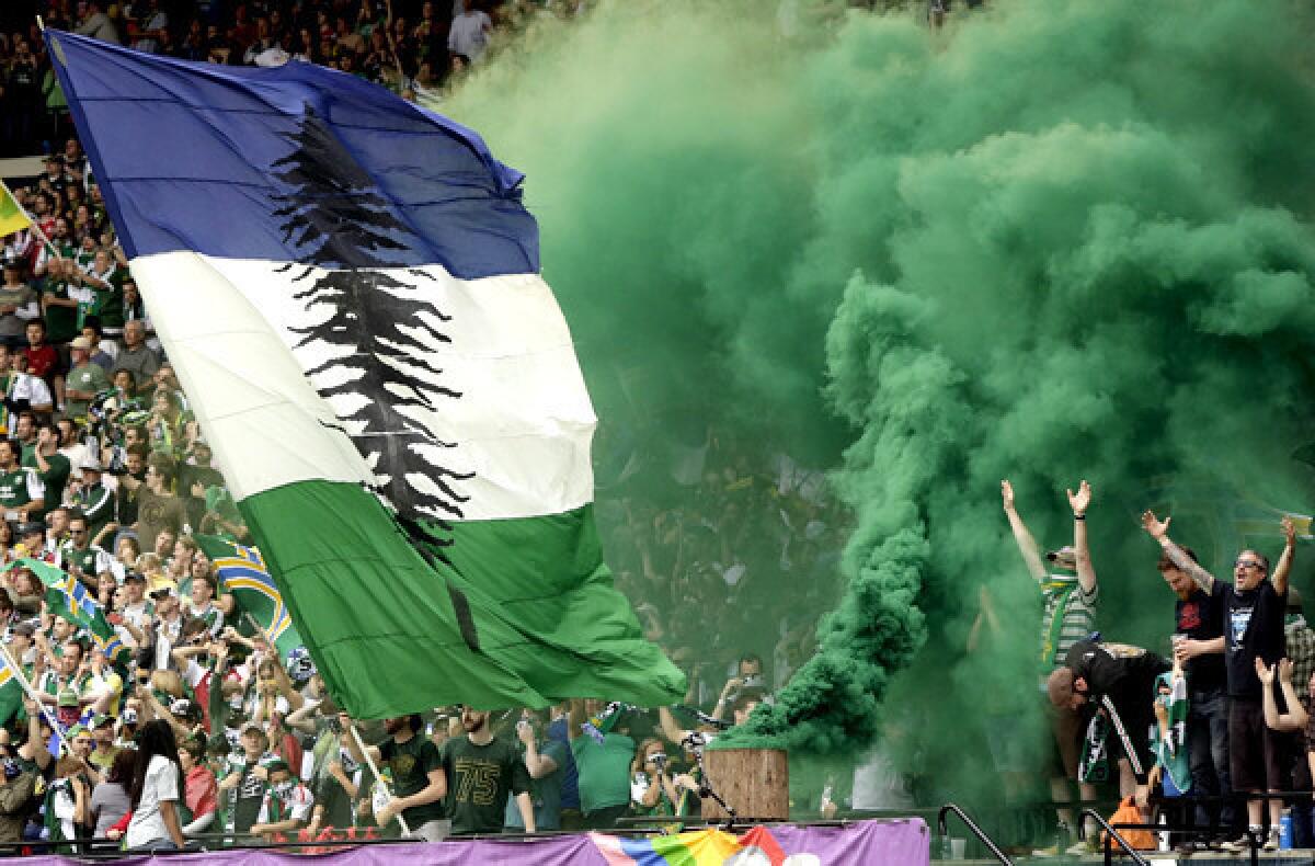 Jeld-Wen Field in Portland, Ore., will be the site of Major League Soccer's 2014 All-Star Game. Above, Portland Timbers fans celebrate a goal during a game at the stadium in May.