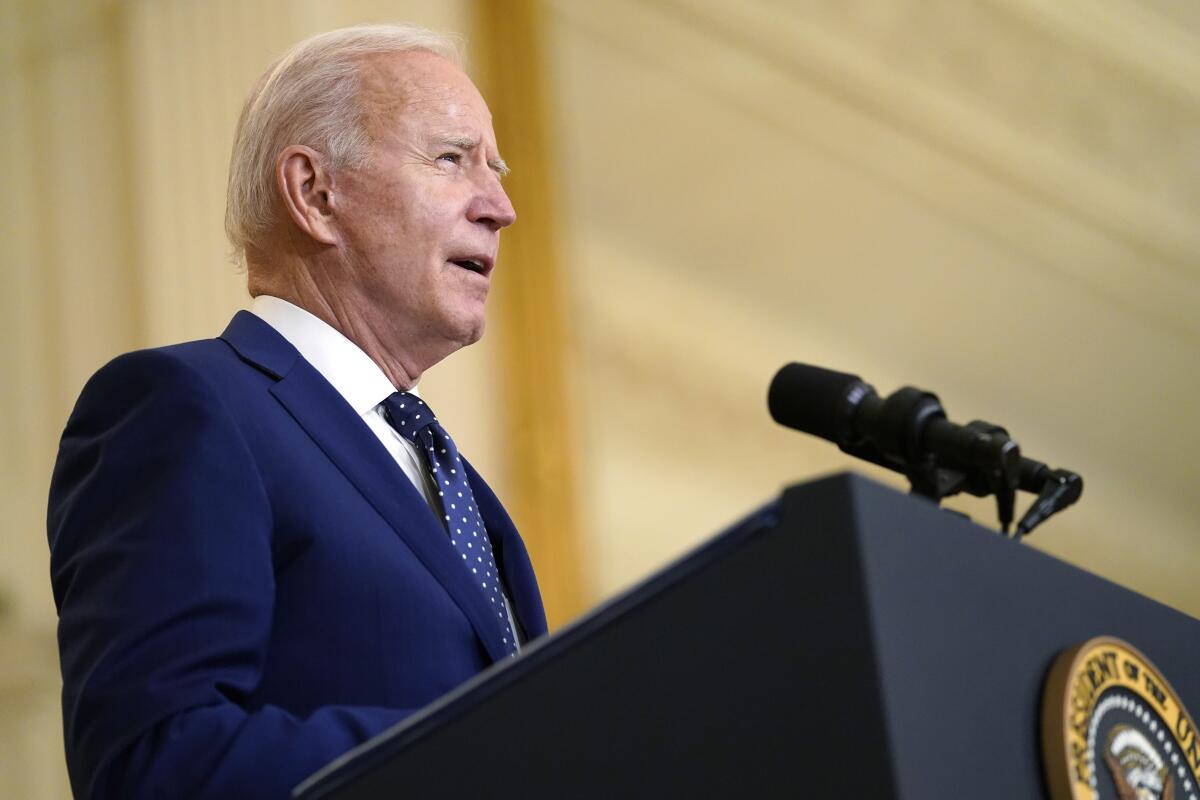 President Biden giving a speech at the White House