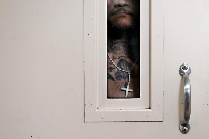 Sacramento, California August 15, 2023-An inmate stands in his cell at the main jail in Downtown Sacramento where the sheriff is pushing the county to build a new jail. (Wally Skalij/Los Angles Times)