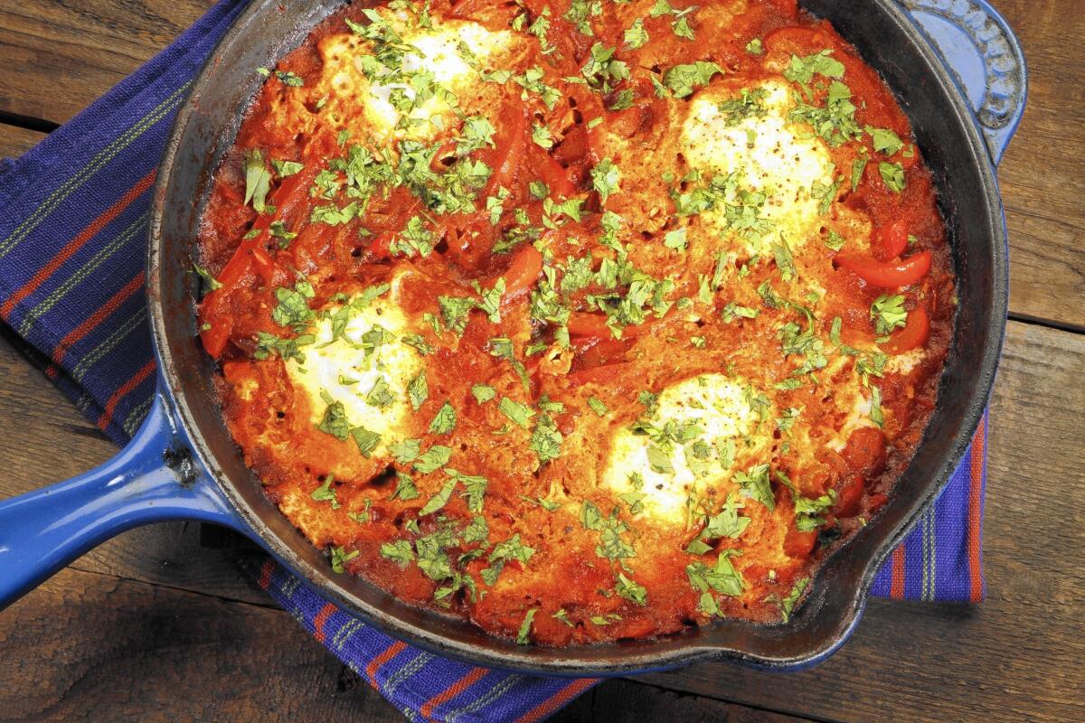 Shakshuka is almost infinitely variable. Russ Parsons likes to add a bit of Spanish pimenton de la Vera to his.