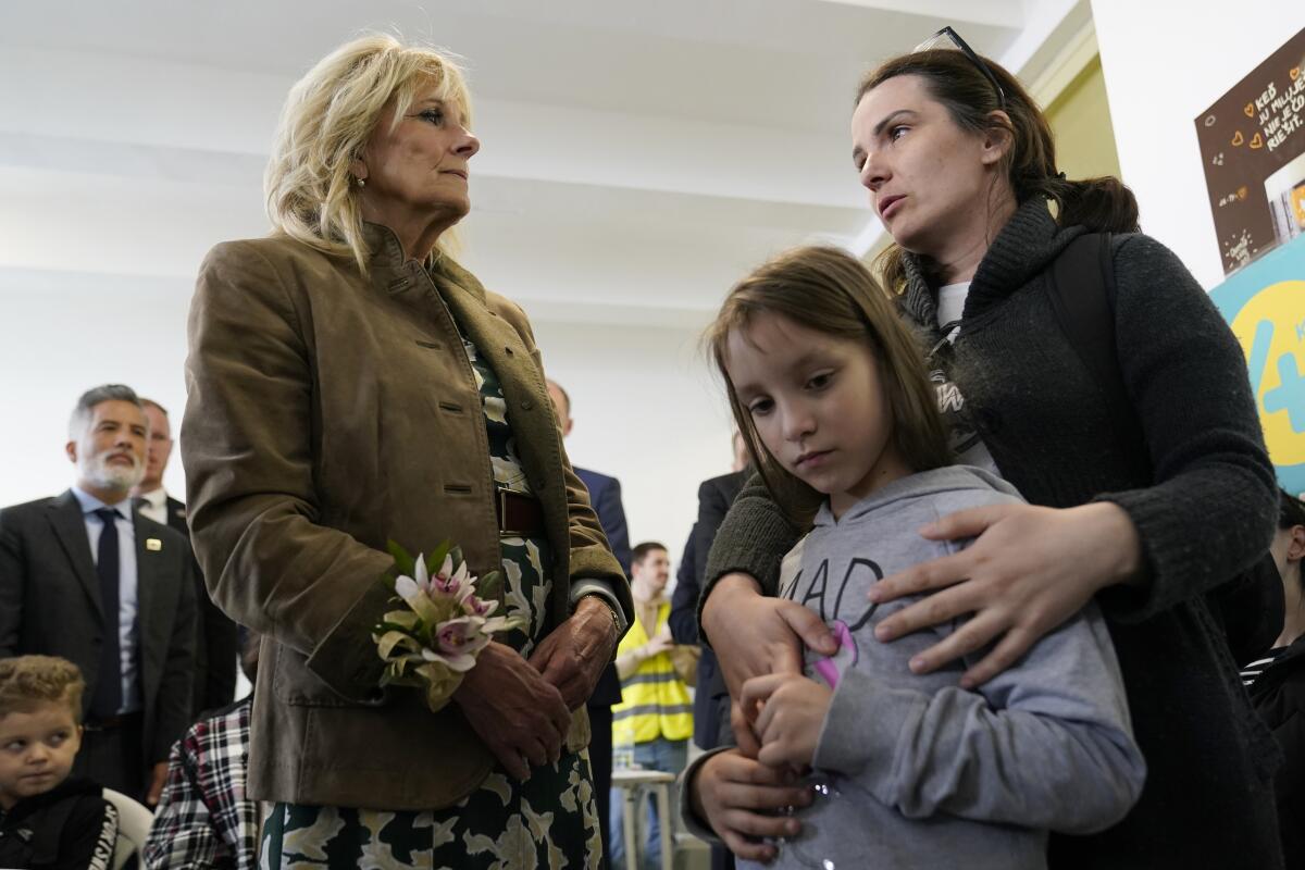 First Lady Jill Biden meets with Ukrainian refugees.