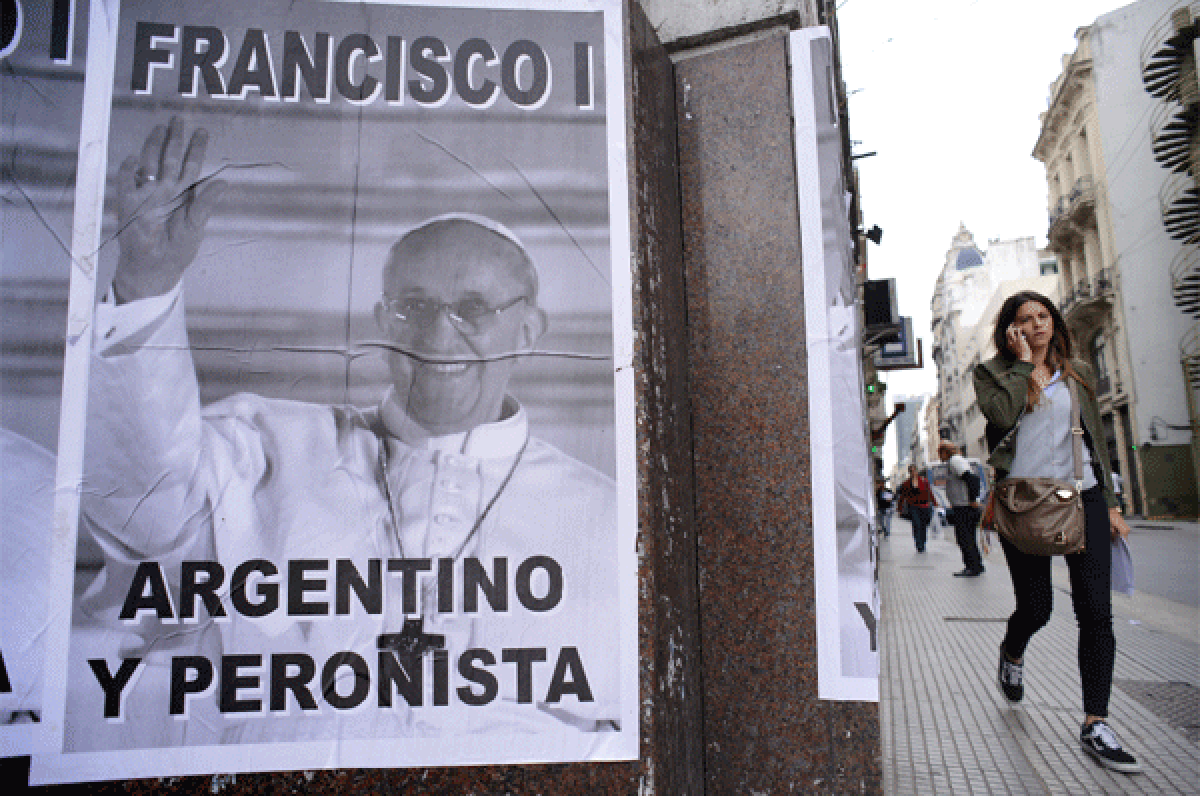 A poster in Buenos Aires alludes to the pope's past.