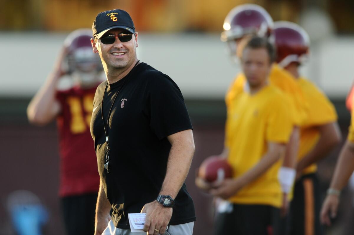 USC Coach Steve Sarkisian and the Trojans will travel to Fresno State on Aug. 30.
