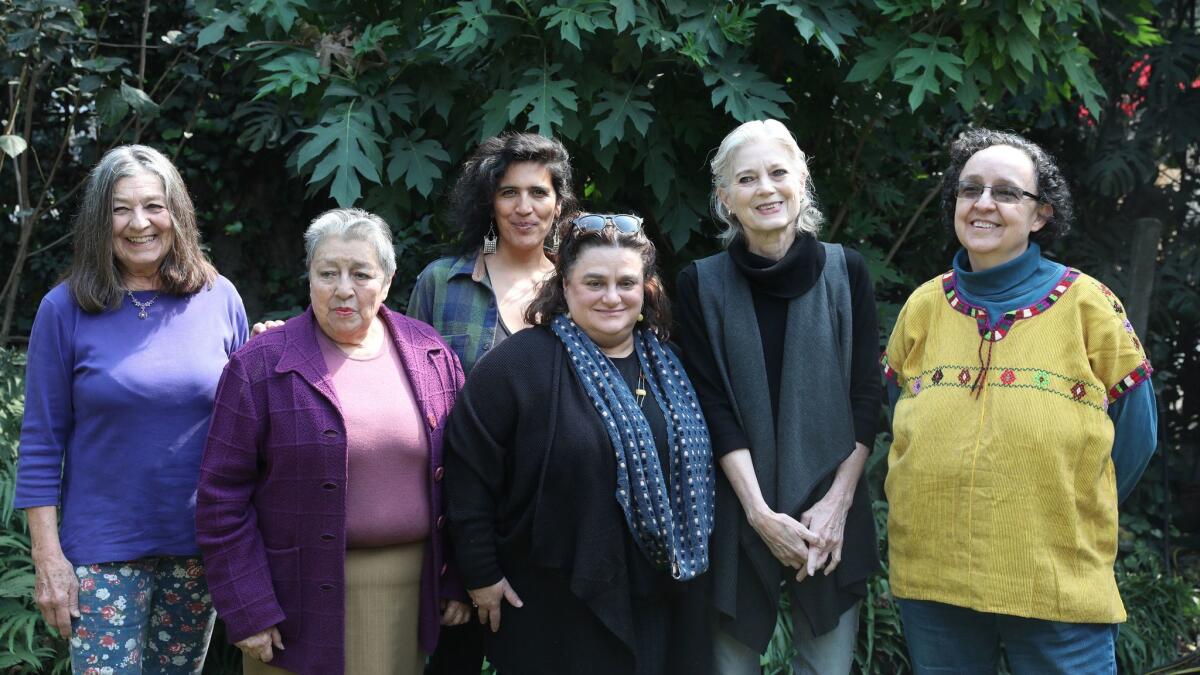 "Radical Women" in Mexico City, from left: Lourdes Grobet, Ana Victoria Jimenez, Julia Antivilo Peña, Karen Cordero, Carla Rippey and Mónica Mayer. (Susana Gonzalez / For The Times)