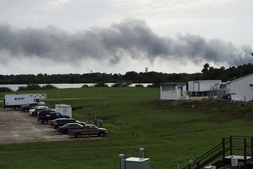 Smoke rises from a SpaceX launch site Sept. 1 at Cape Canaveral, Fla.
