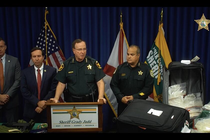 Polk County Sheriff Grady Judd speaks on Friday, Aug. 19, 2022 in a press conference about Operation Flying Ice.