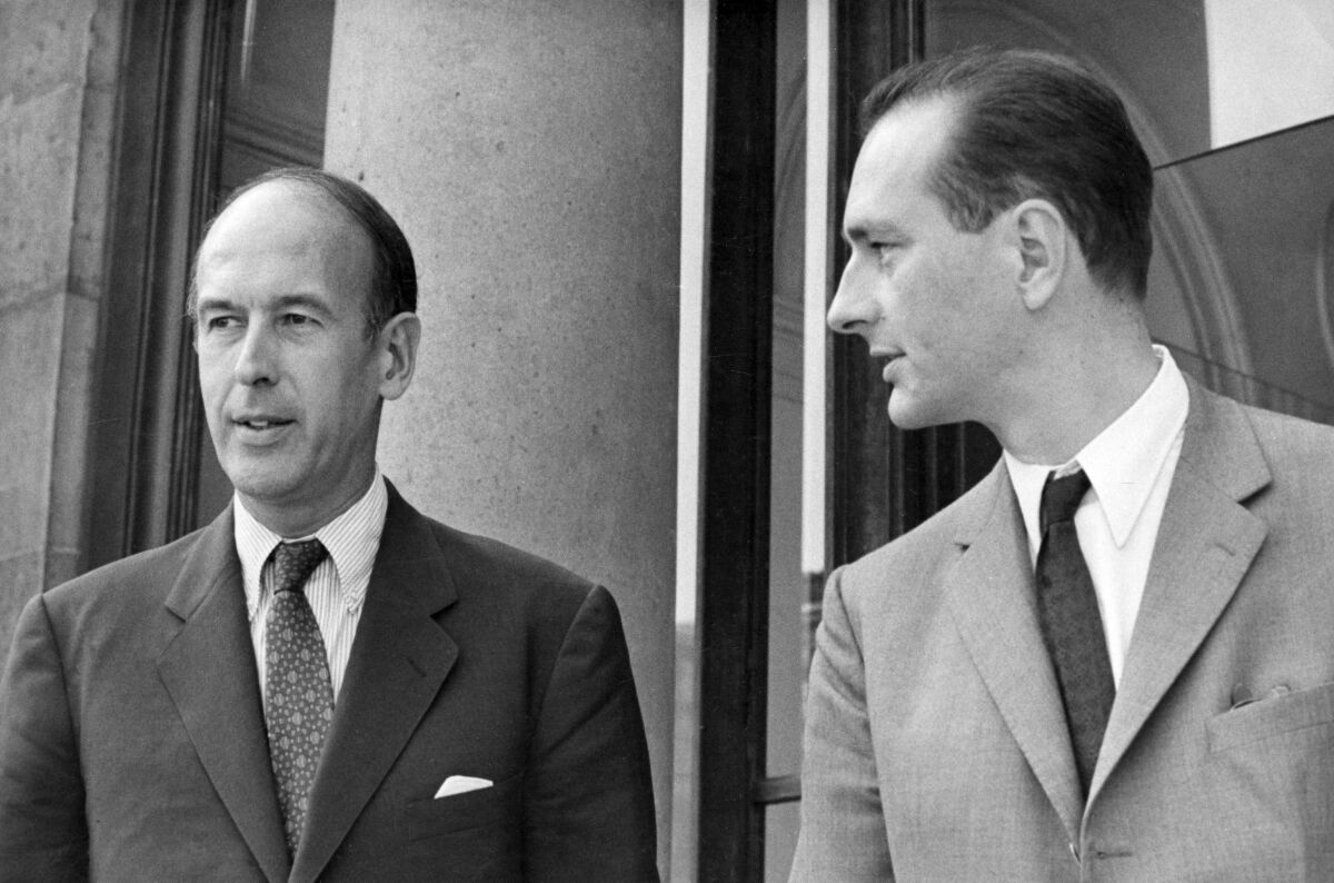 French politicians Valery Giscard d'Estaing and Jacques Chirac in 1969