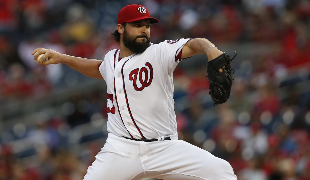 Washington Nationals pitcher Tanner Roark pitches in the third inning against the Miami Marlins on Oct. 1.