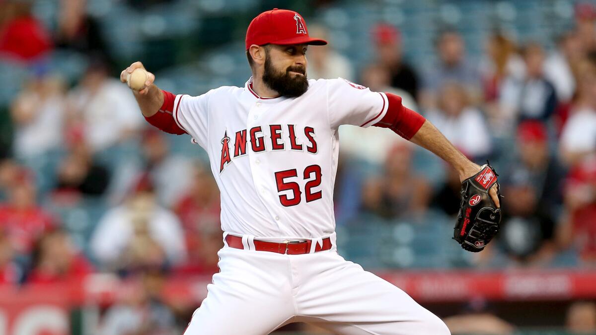 Angels starter Matt Shoemaker delivers a pitch against the Cardinals on Wednesday night.