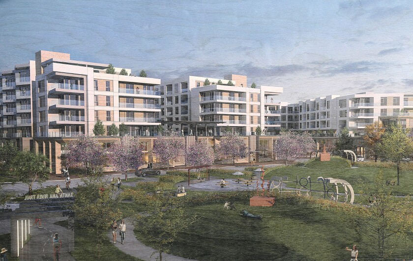 A rendering of One Metro West, a residential development by Rose Equities approved by the Costa Mesa City Council in June.